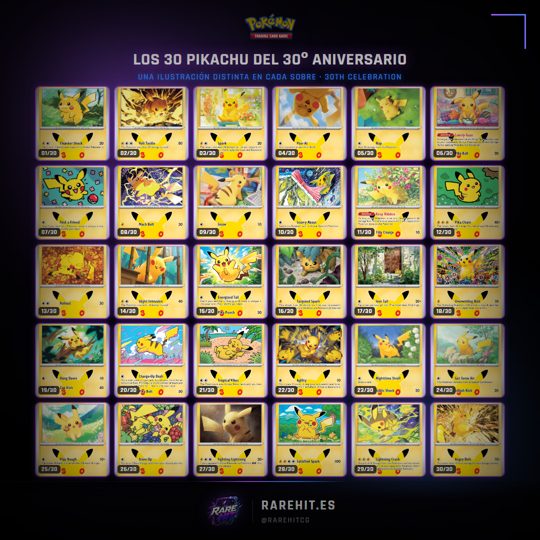 Mosaico especial de 30 Pikachu — 30 aniversario Pokémon TCG — Rare Hit
