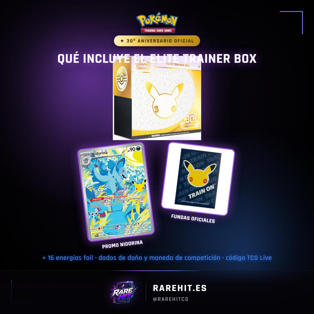 Contenido de la Elite Trainer Box Pokémon TCG 30th Celebration (Inglés) — Rare Hit